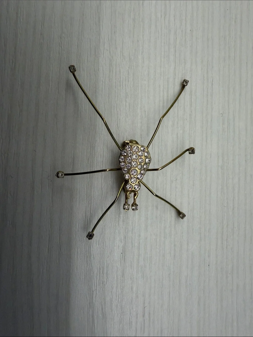 Gold Crystal Spider Brooch - Women's Accessory
